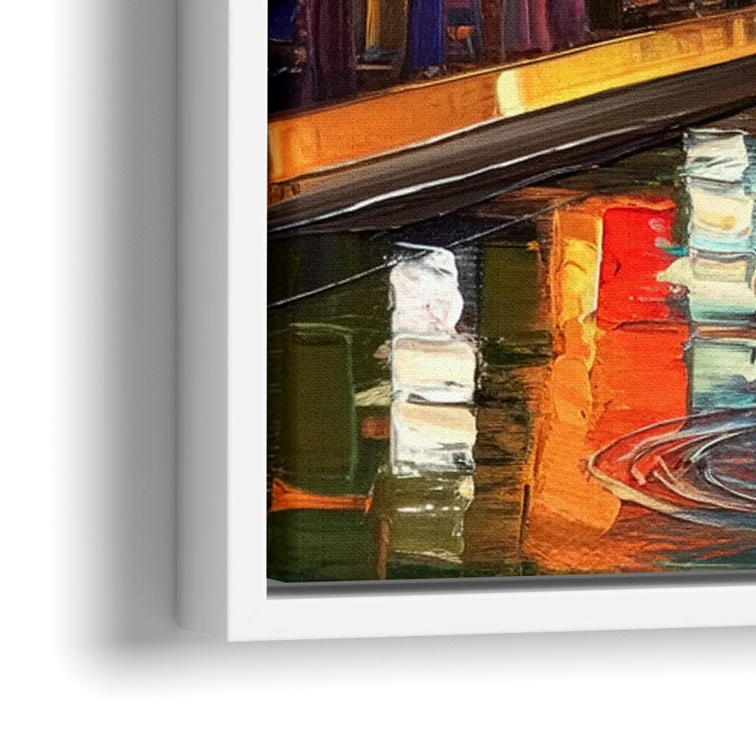 San Antonio Riverwalk Charm - Close-Up White Frame Canvas