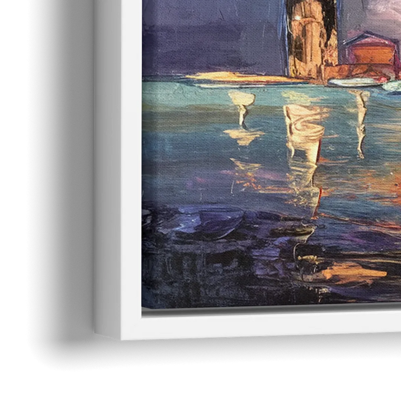 Detroit Skyline And Stars - Close-Up White Frame Canvas