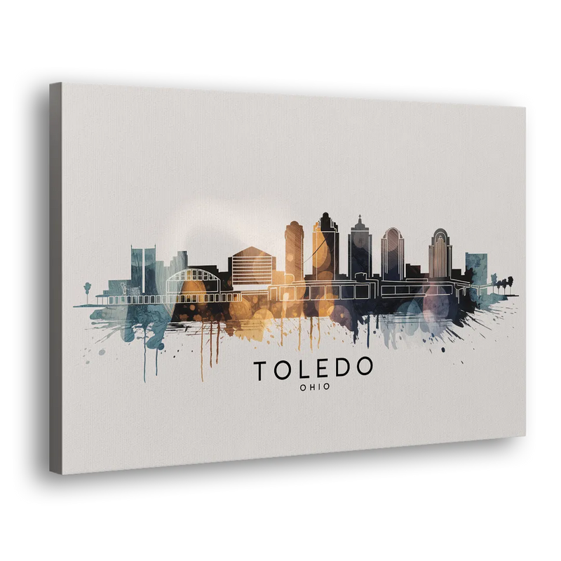 Toledo Skyline Panorama - Canvas Print Art Sides
