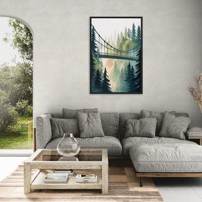 Capilano Suspension Bridge - Living Room Black Frame Canvas