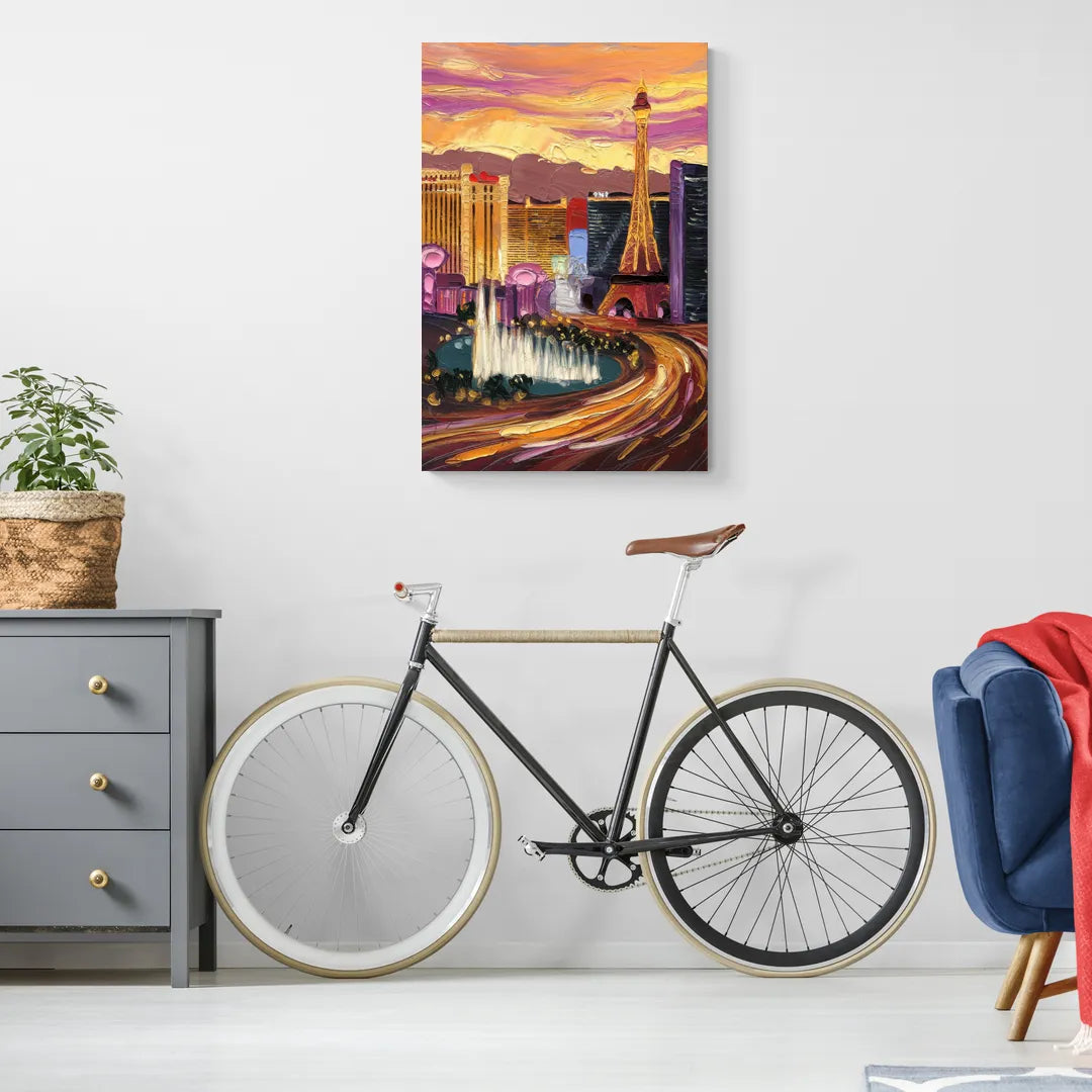 Las Vegas Skyline at Sunset - Canvas Wall Art Living Room