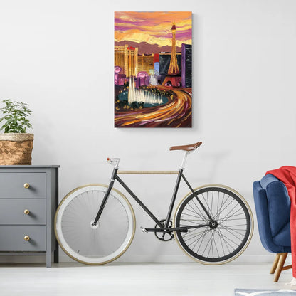 Las Vegas Skyline at Sunset - Canvas Wall Art Living Room