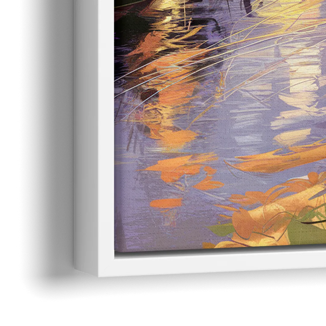 Riverside Urban Landscape - Close-Up White Frame Canvas