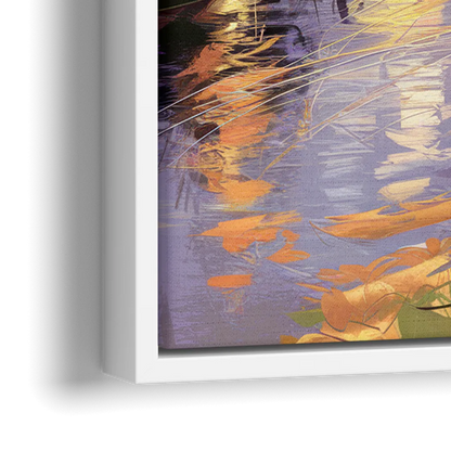 Riverside Urban Landscape - Close-Up White Frame Canvas