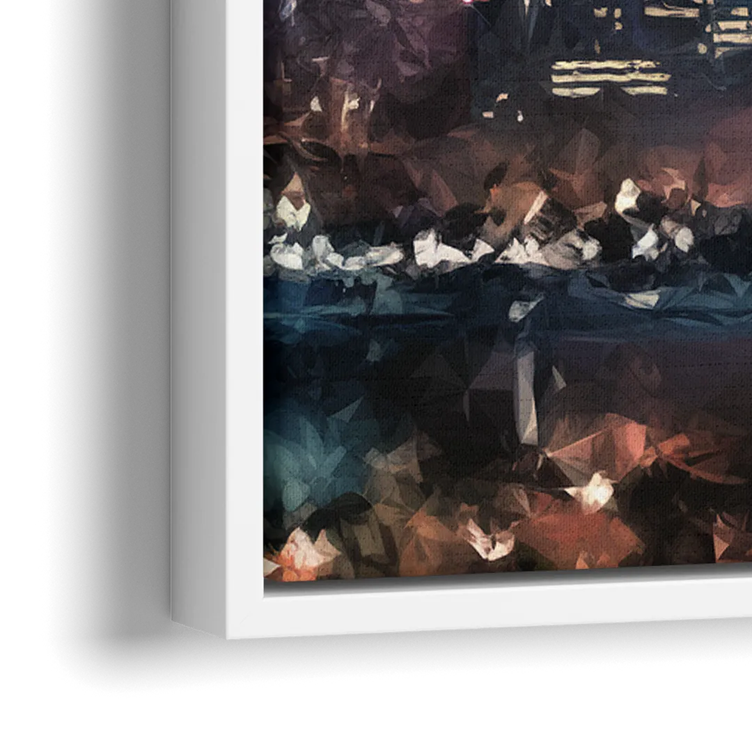 Houston Sunset Skyline - Close-Up White Frame Canvas