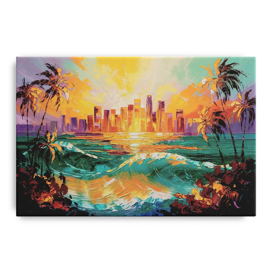 Los Angeles Sunset Over The Ocean - Canvas Wall Art