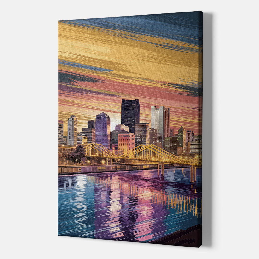 Pittsburgh Skyline Reflection - Canvas Wall Art Indoor