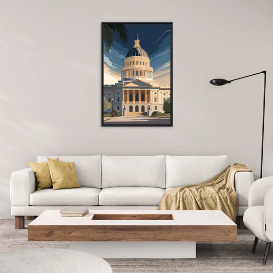 Sacramento Capitol Building - Living Room Black Frame Canvas