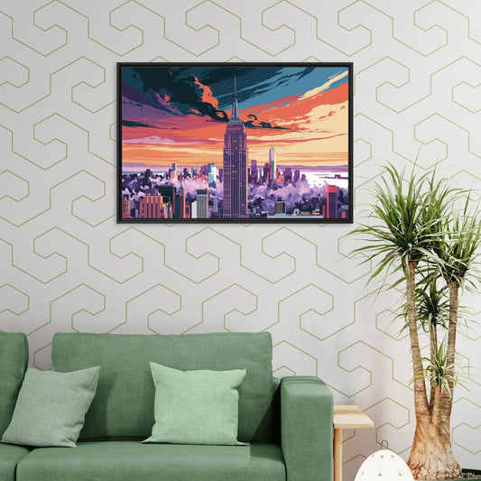 New York City Empire State Building - Living Room Black Frame Canvas