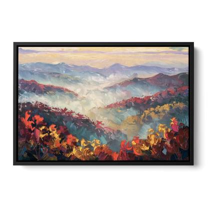 Knoxville Smoky Mountains Scene - Black Frame Canvas