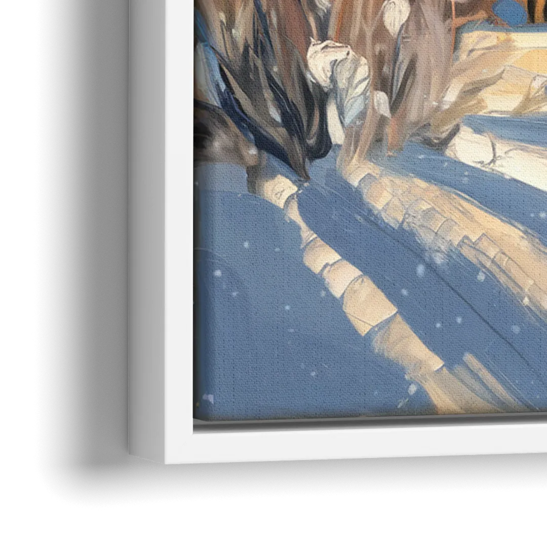 Jackson Hole Winter Wonderland - Close-Up White Frame Canvas