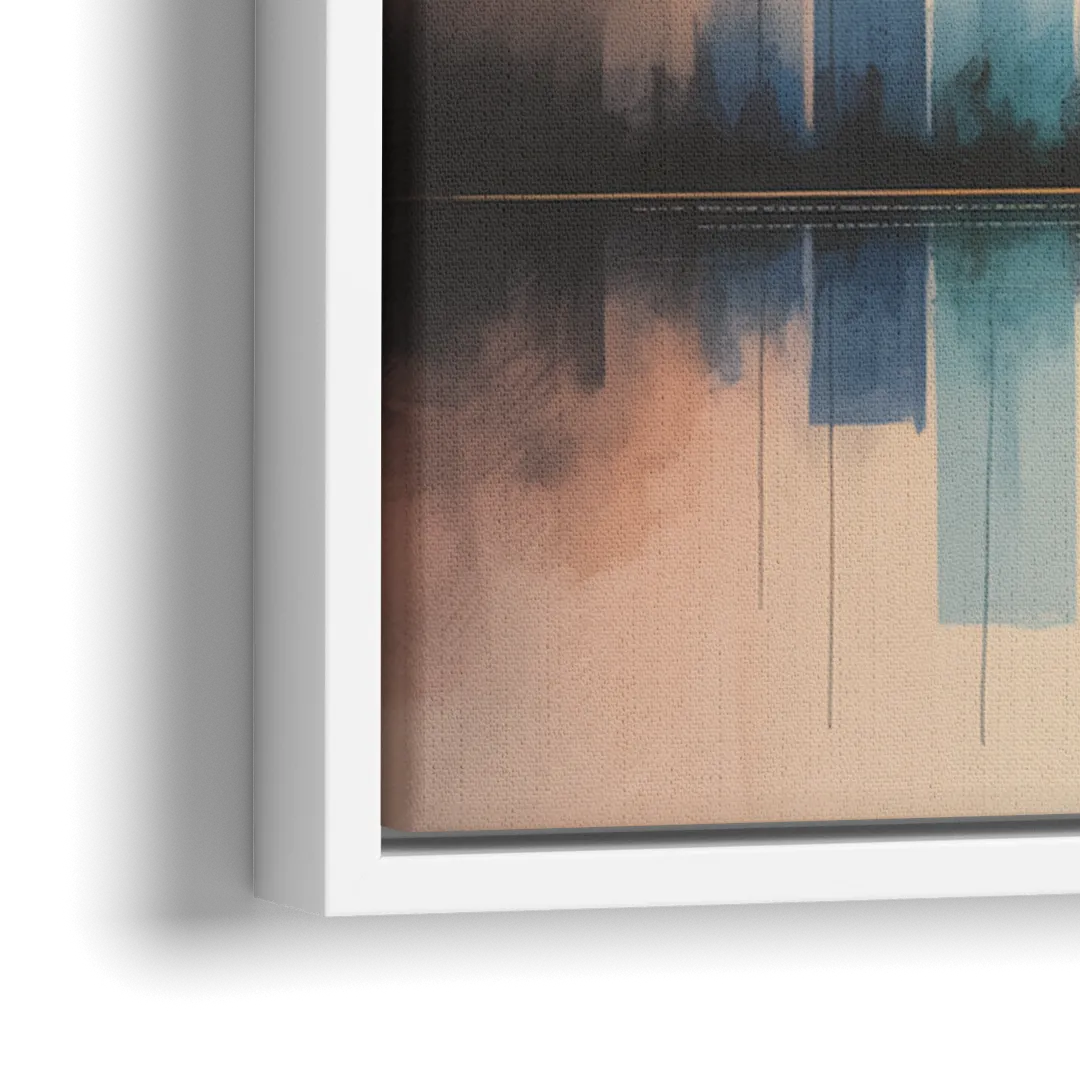 Vancouver Color Skyline - Close-Up White Frame Canvas