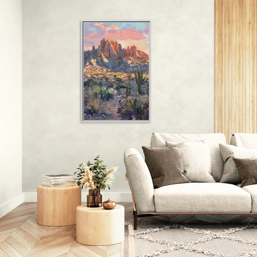 Albuquerque Sandia Mountains - Living Room White Frame Canvas