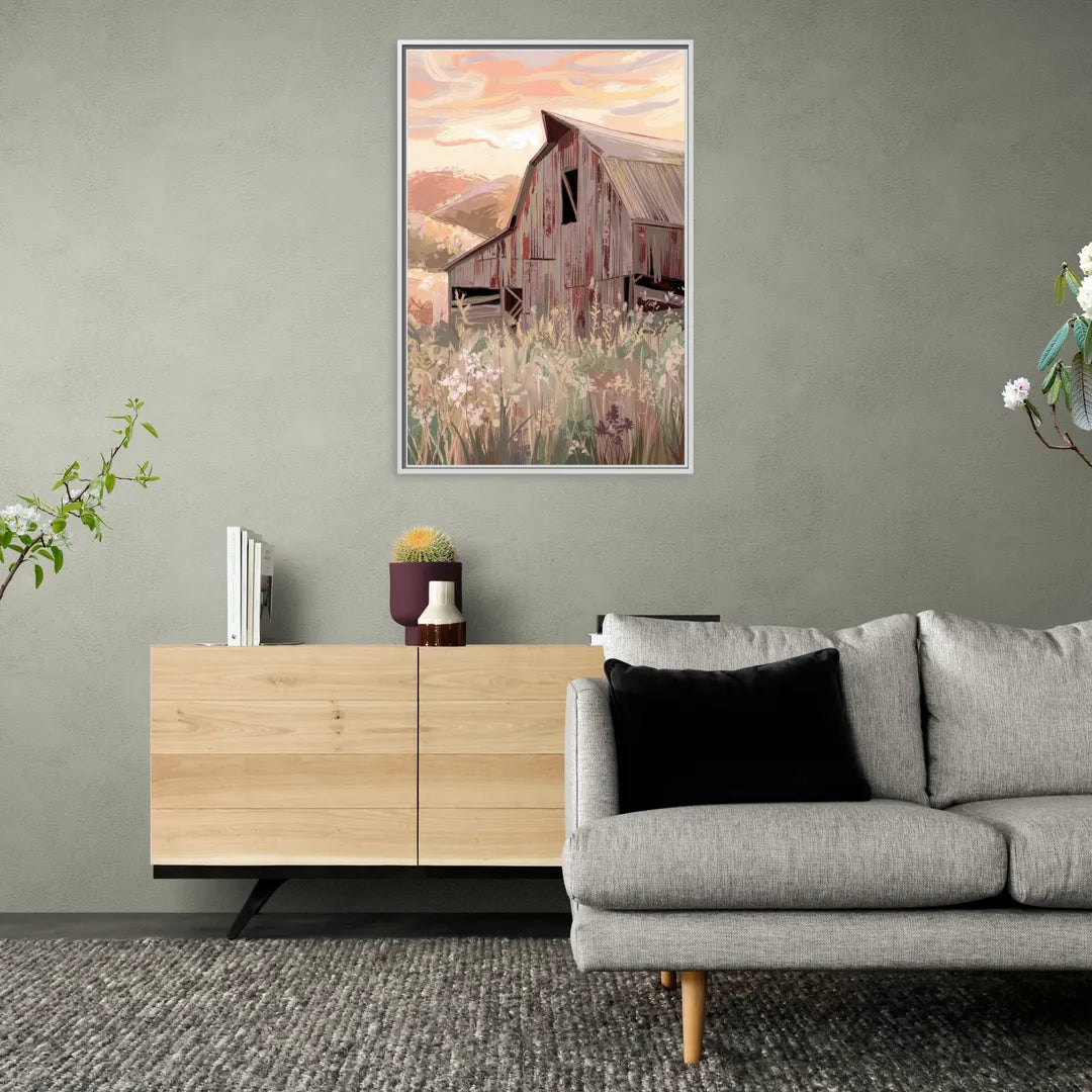 Joseph Rustic Charm - Living Room White Frame Canvas