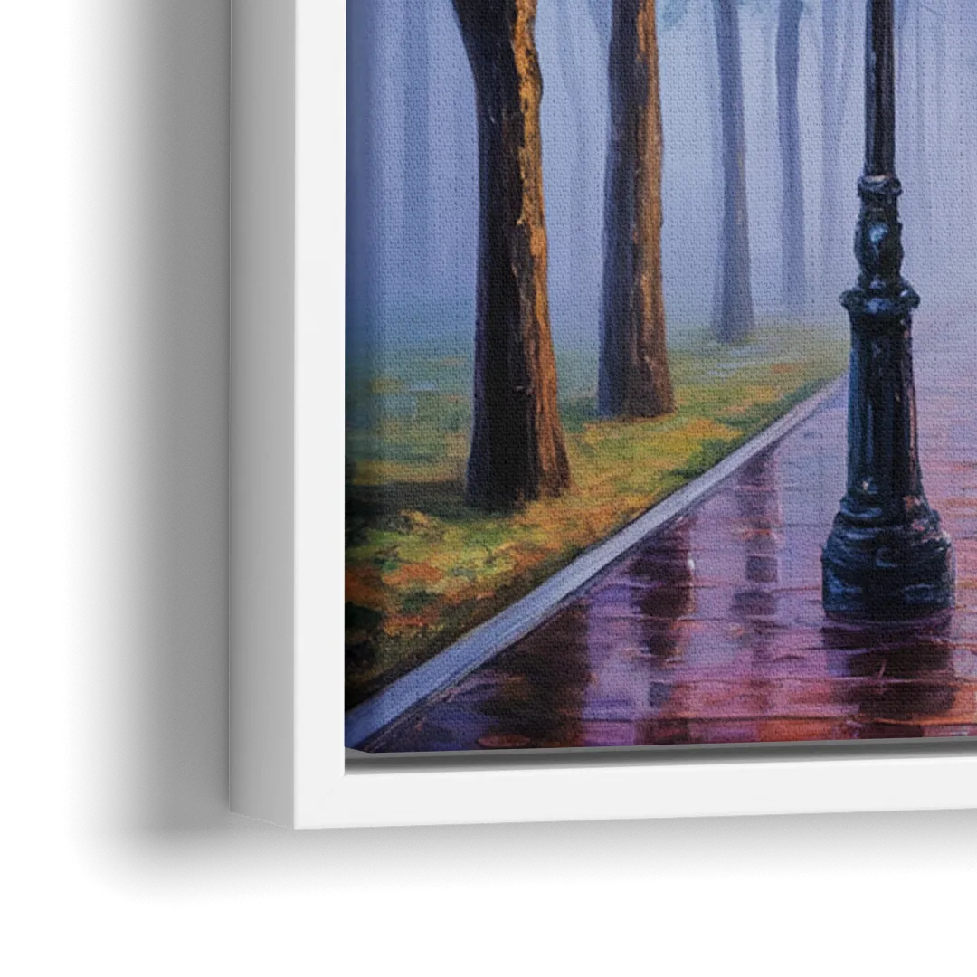 Quebec City Foggy Morning - Close-Up White Frame Canvas