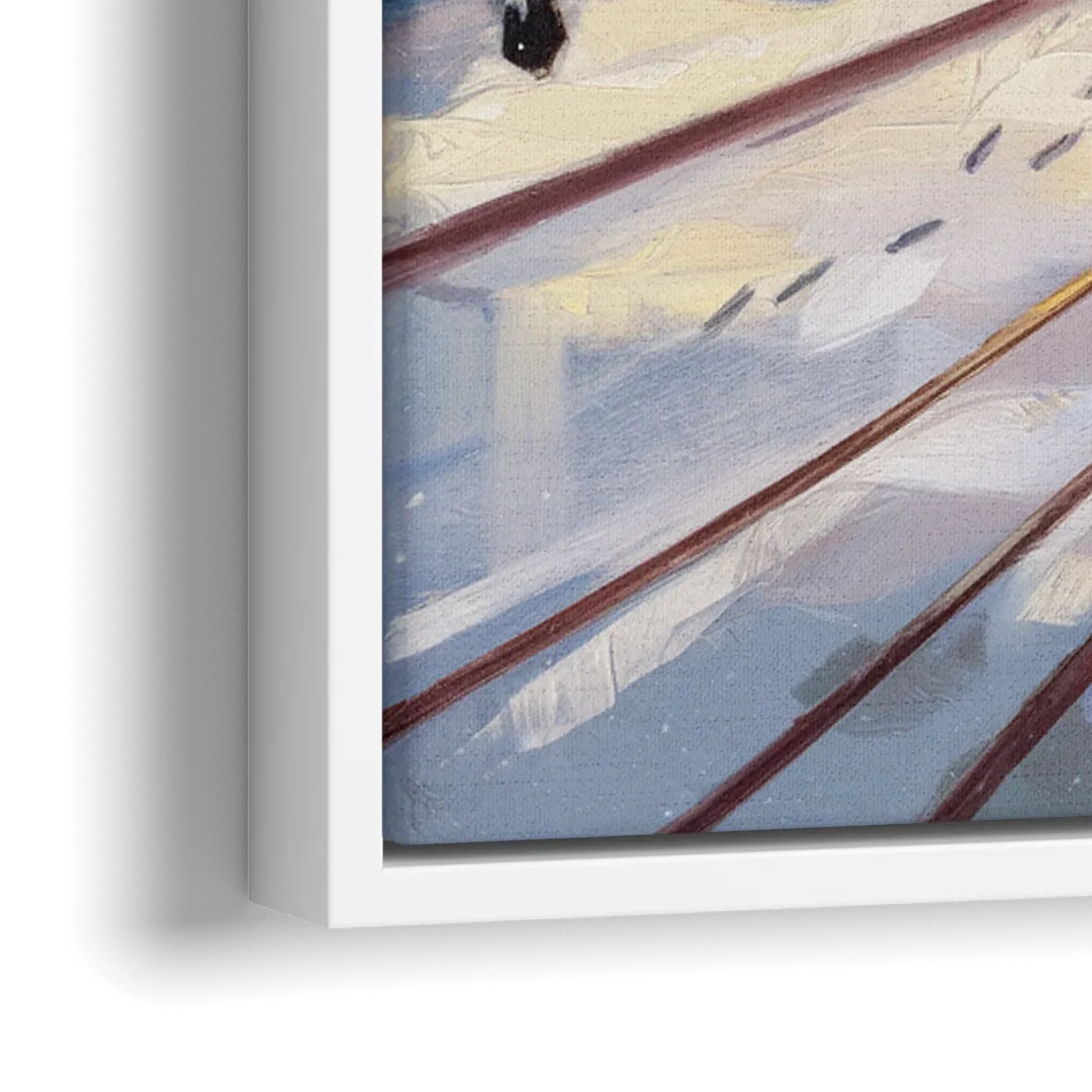 Salt Lake City Winter Scene - Close-Up White Frame Canvas