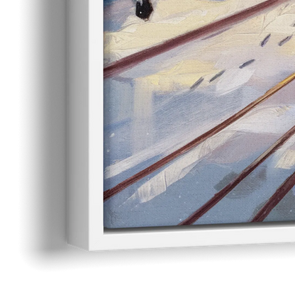 Salt Lake City Winter Scene - Close-Up White Frame Canvas