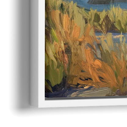 Bandon Dunes Golf Landscape - Close-Up White Frame Canvas