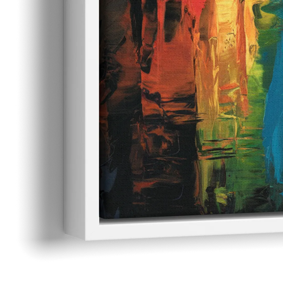 Oklahoma City Skyline with Thunder Colors - Close-Up White Frame Canvas