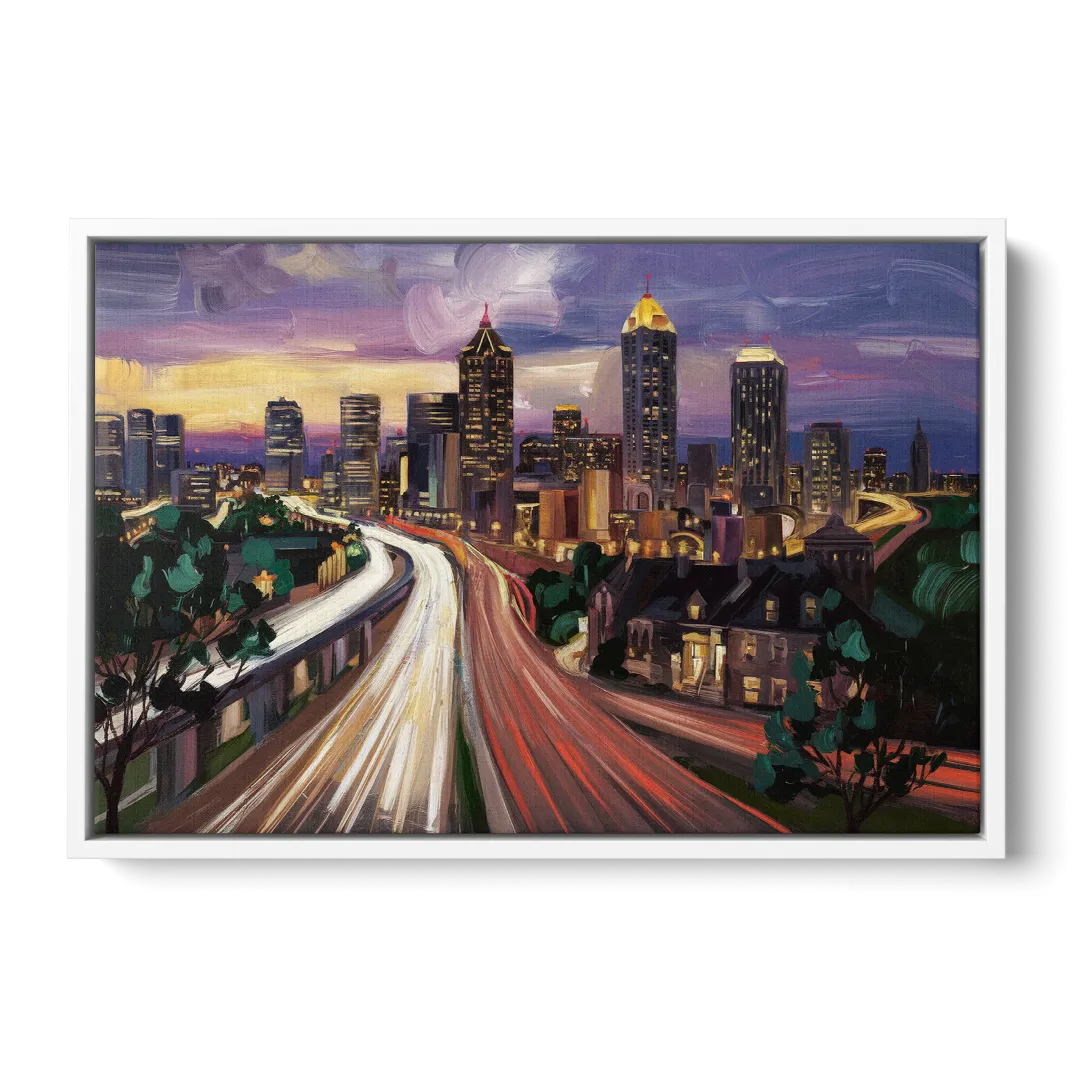 Atlanta Historic Neighborhoods - White Frame Canvas