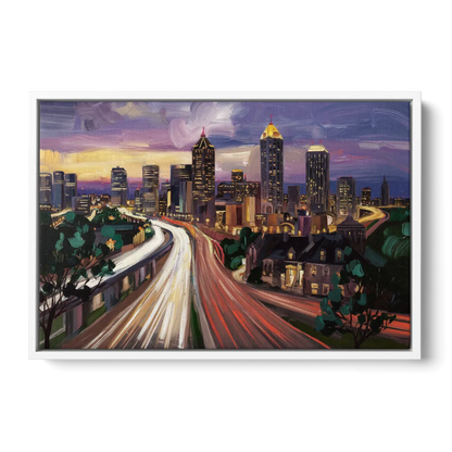Atlanta Historic Neighborhoods - White Frame Canvas