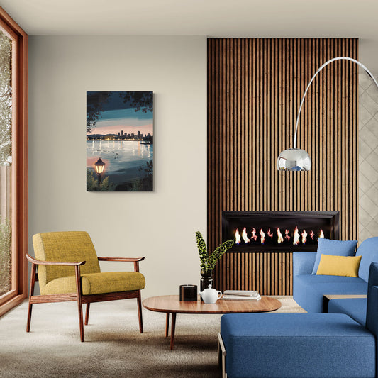 Oakland Lake Merritt Reflection - Canvas Wall Art Living Room