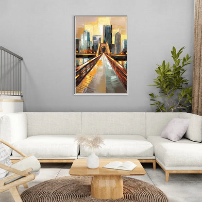 Pittsburgh City of Bridges - Living Room White Frame Canvas
