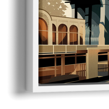New York Brooklyn Bridge And Statue Of Liberty - Close-Up White Frame Canvas