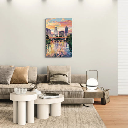 Columbus Scioto River View - Canvas Wall Art Living Room