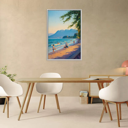 Kitsilano Beach Day - Living Room White Frame Canvas