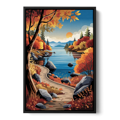 Lake Tahoe Autumn Colors - Black Frame Canvas
