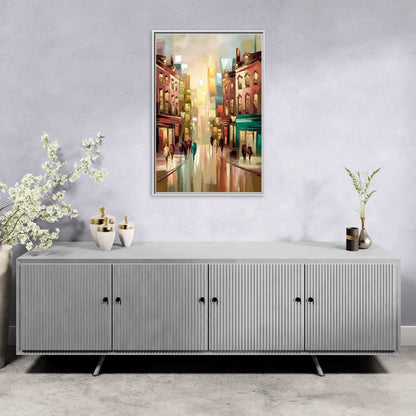 Camden Downtown Streetscape - Living Room White Frame Canvas