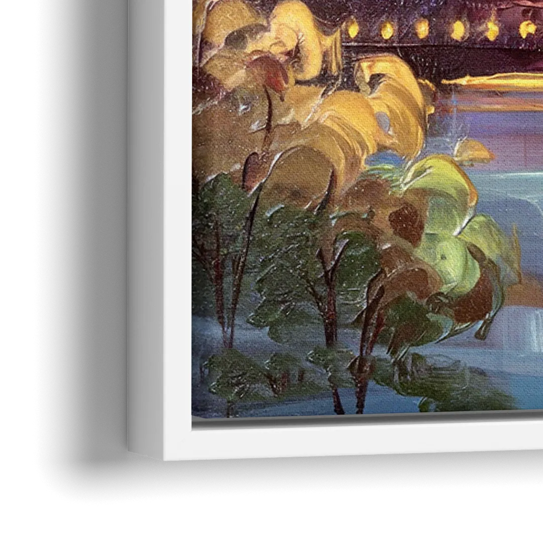 St. Louis Gateway Arch And City Lights - Close-Up White Frame Canvas