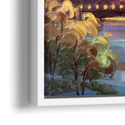 St. Louis Gateway Arch And City Lights - Close-Up White Frame Canvas