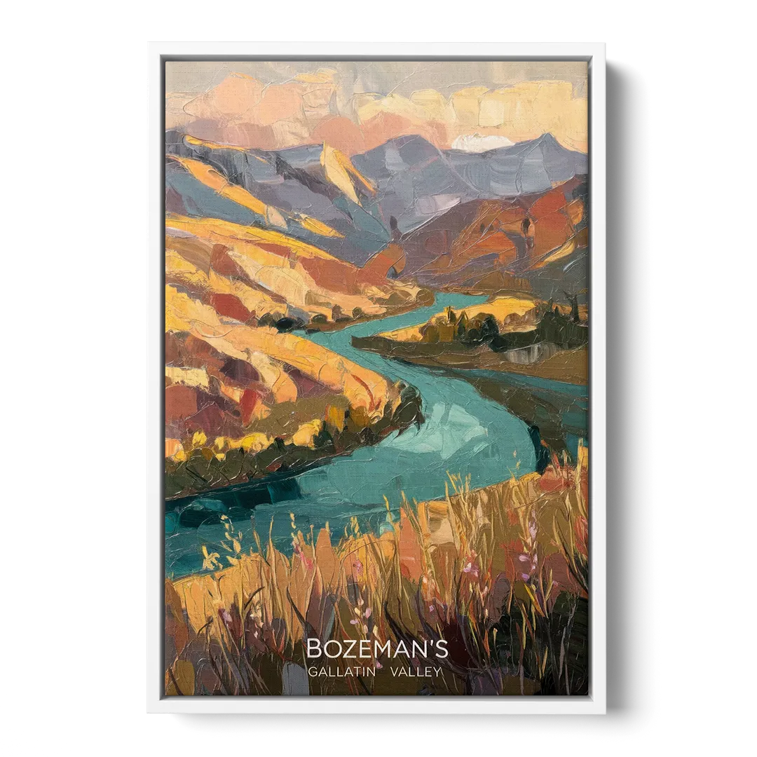Bozeman Gallatin Valley - White Frame Canvas