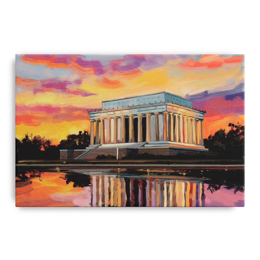 Lincoln Memorial Sunset - Canvas Wall Art