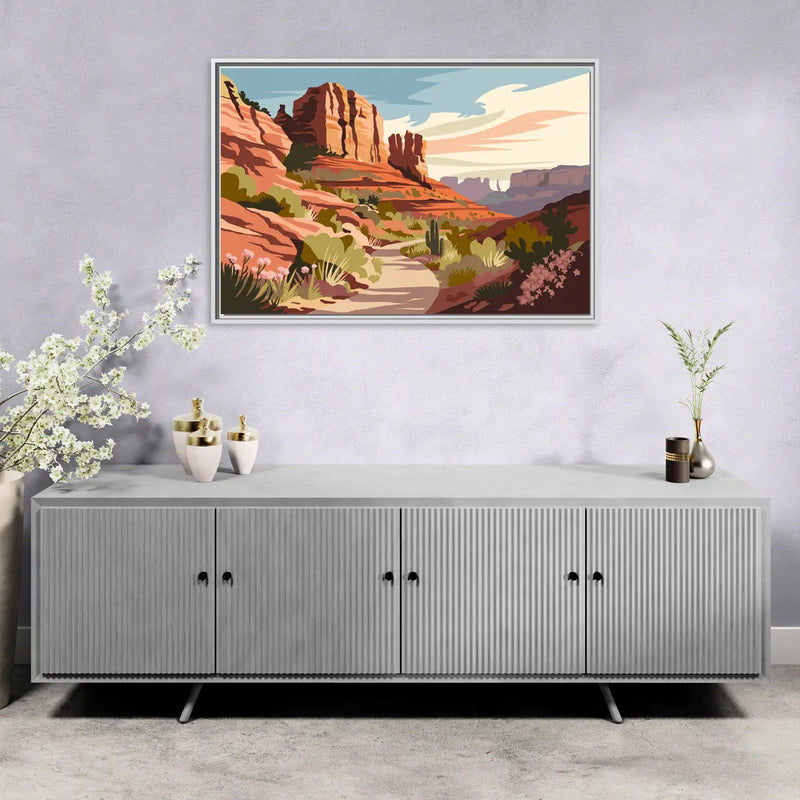 Sedona Canyon Trail Serenity - Living Room White Frame Canvas