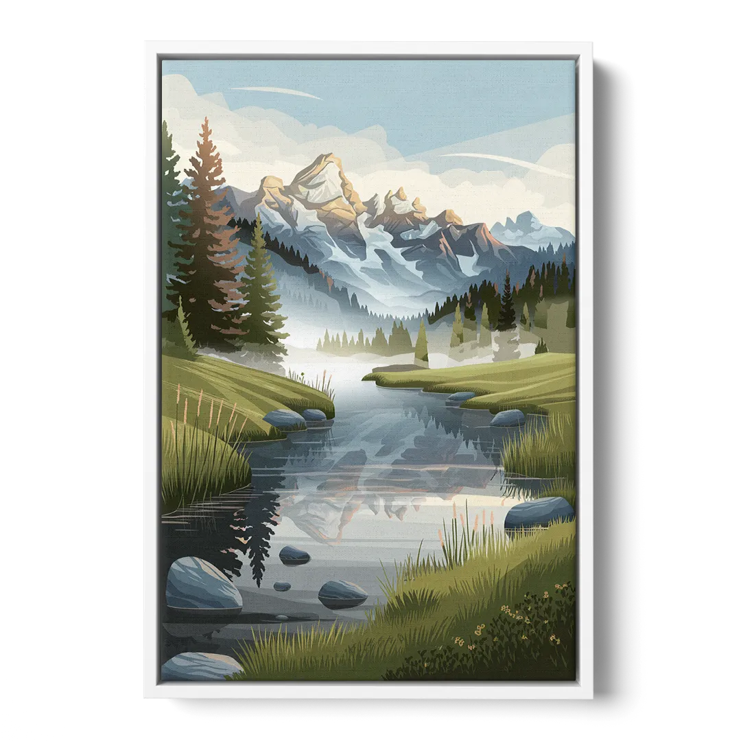 Jackson Hole Alpine Serenity - White Frame Canvas