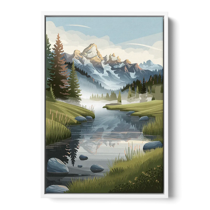 Jackson Hole Alpine Serenity - White Frame Canvas