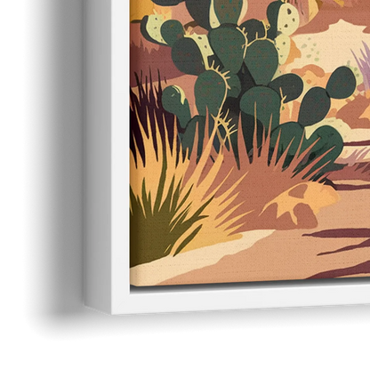 Albuquerque Desert Landscape - Close-Up White Frame Canvas