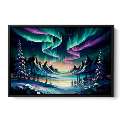 Aurora Vibrant Skies - Black Frame Canvas