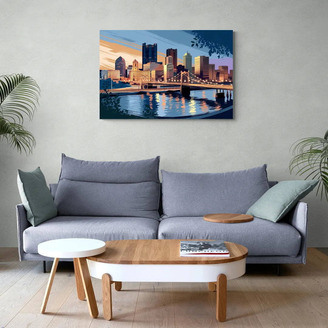 Pittsburgh Urban Aesthetic View - Canvas Wall Art Living Room