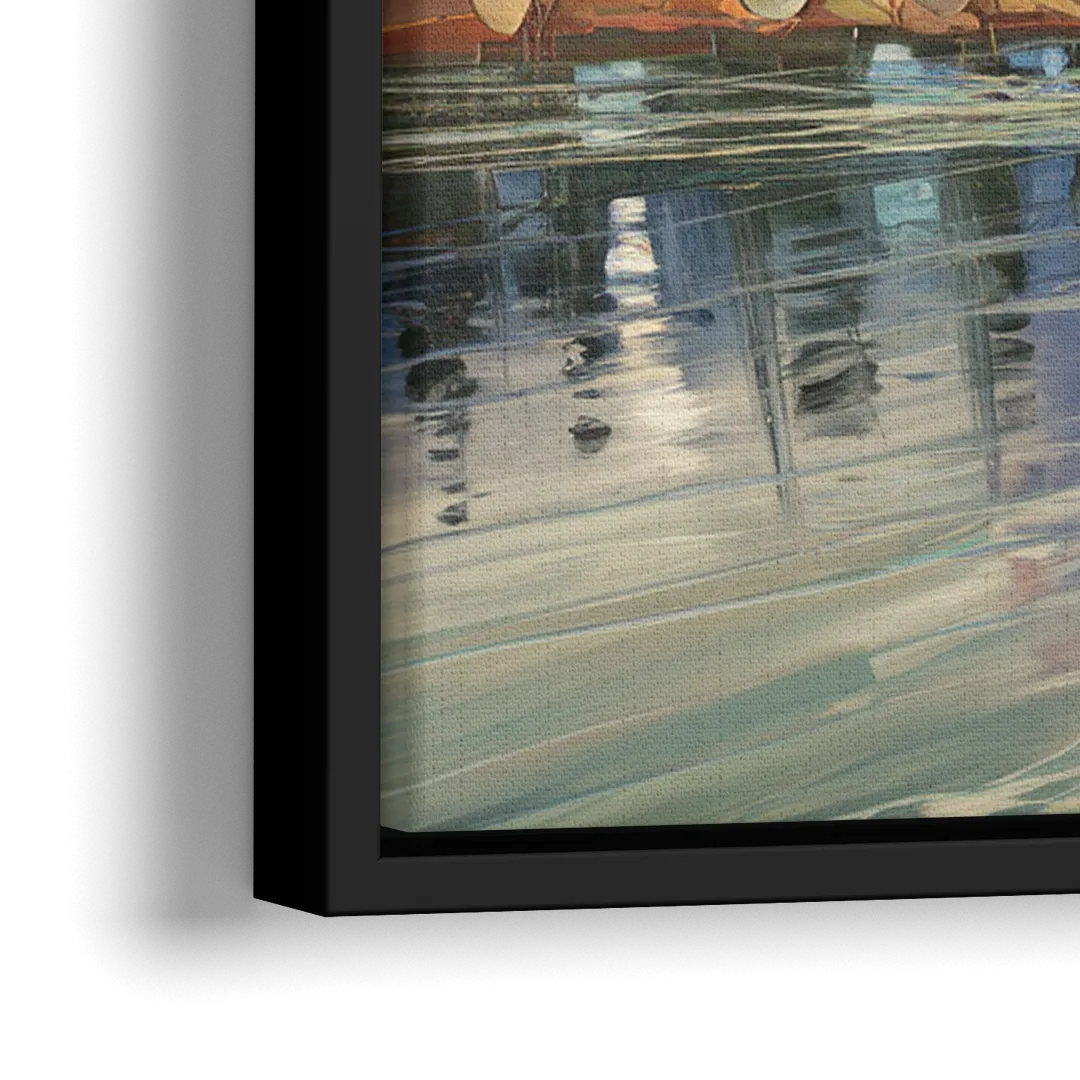 Jackson Hole River Reflection - Close-Up Black Frame Canvas