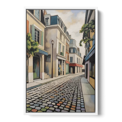 Place Royale Cobblestones - White Frame Canvas