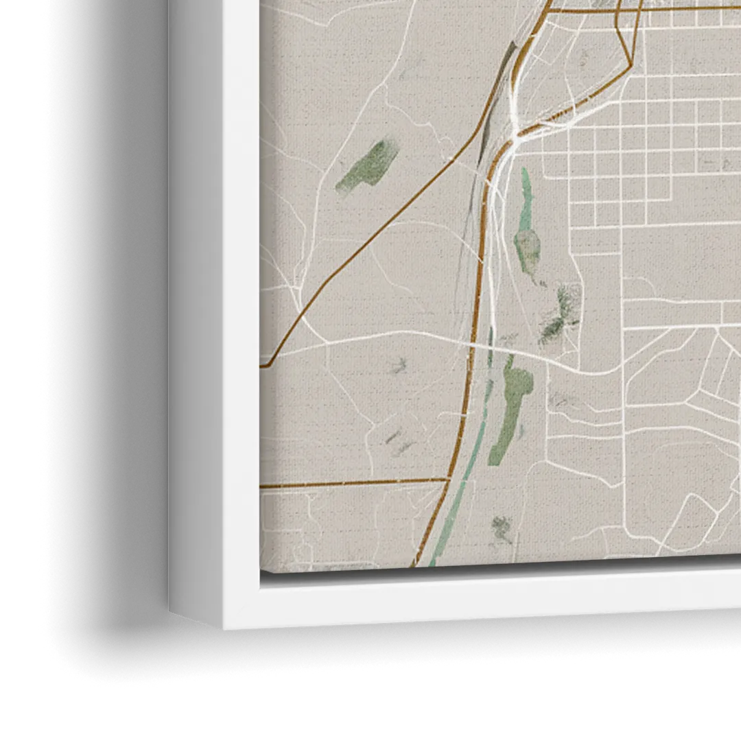 Raleigh City Map Design - Close-Up White Frame Canvas