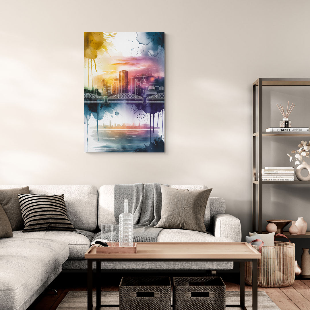 Sacramento Skyline Sunset - Canvas Wall Art Living Room