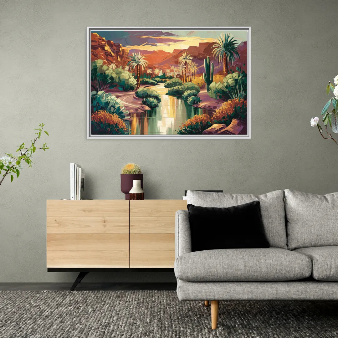 Las Vegas Desert Oasis - Living Room White Frame Canvas