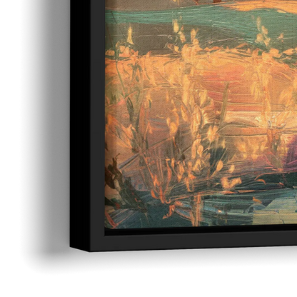 Bisbee Sunset Over Hills - Close-Up Black Frame Canvas