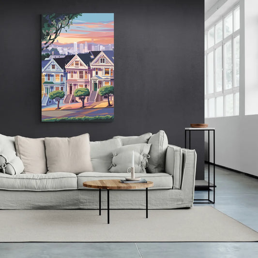 San Francisco Painted Ladies - Canvas Wall Art Living Room
