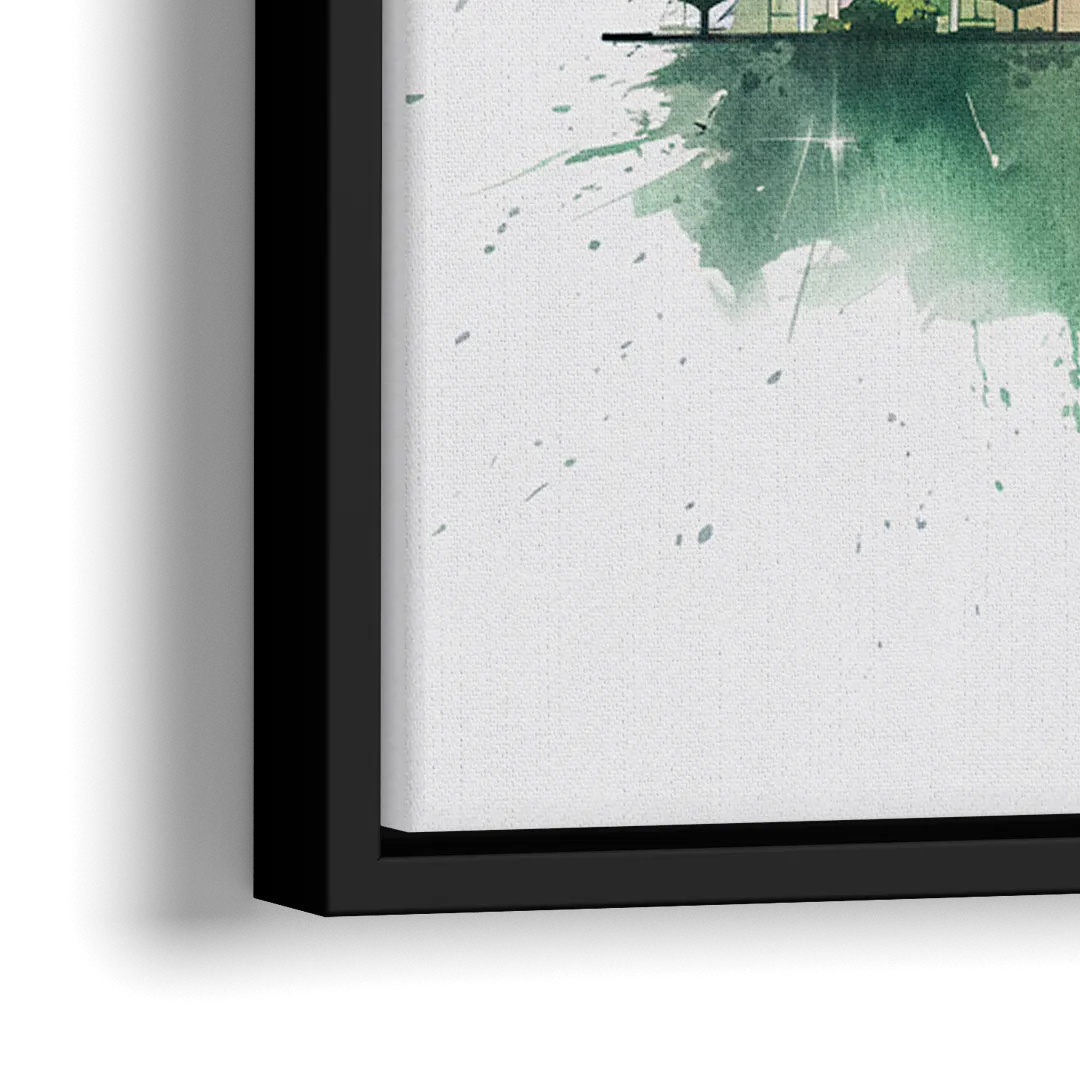 Greensboro Skyline Sunset - Close-Up Black Frame Canvas